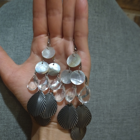 Layered Shell Chandelier Earrings - Picture 6 of 10